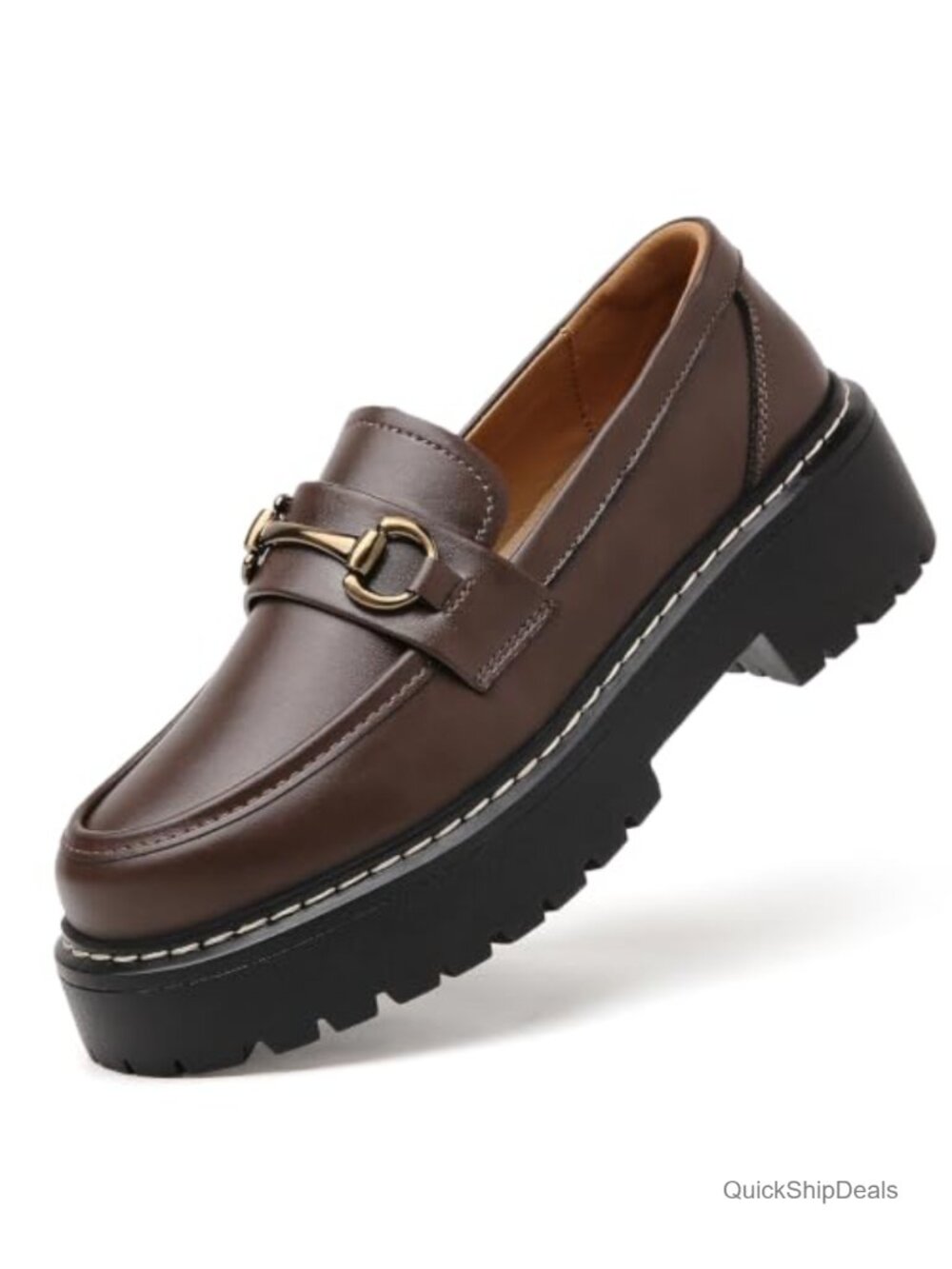 Women's Platform Penny Loafers Leather Non Slip